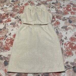 TAHARI ARTHUR S LEVINE White Silver Belter Dress